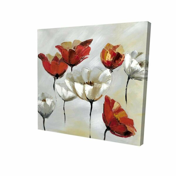 Fondo 16 x 16 in. Abstract Red & White Flowers-Print on Canvas FO2791996